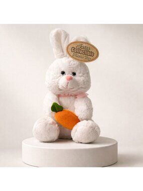 Anico Plush Bunny White Easter Rabbit Carrot Stuffed Animal Collectible Toy